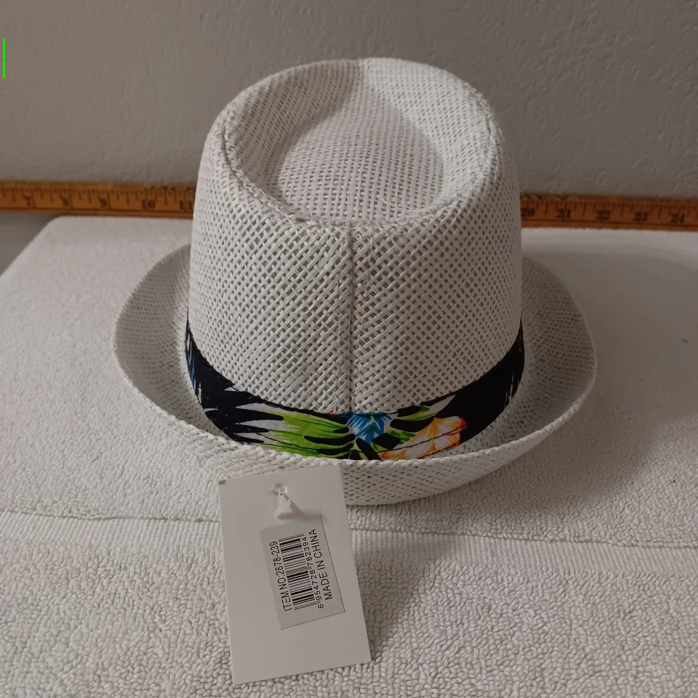 White Fedora with Tropical Band
